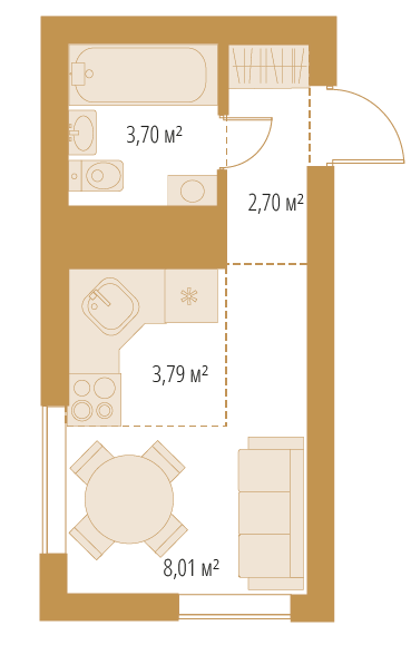 Студия, 18,2 м²